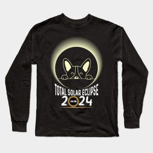 Solar Eclipse 2024 Shirt Total Eclipse April 8th 2024 Dog Long Sleeve T-Shirt